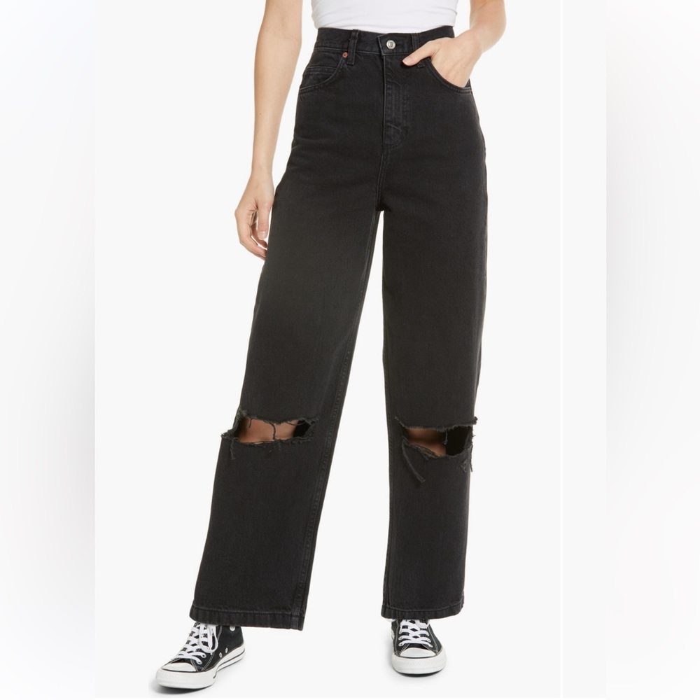 Topshop Baggy Ripped Nonstretch Cotton Jean | Size 30x32 (Size 8)